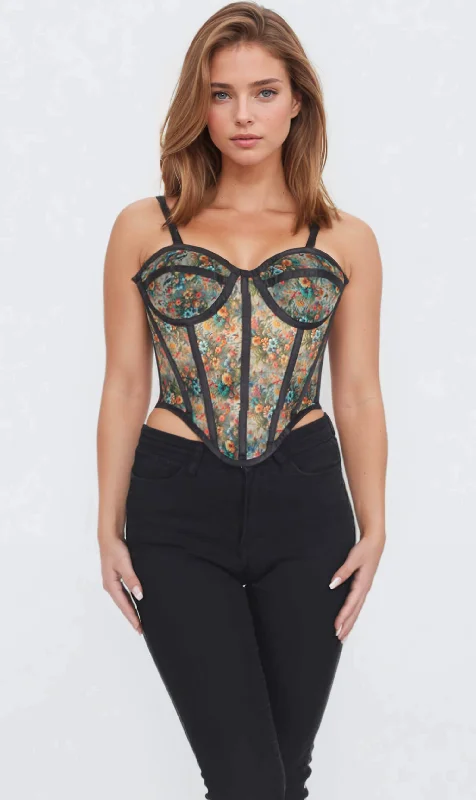 Bessie Printed Mesh Corset