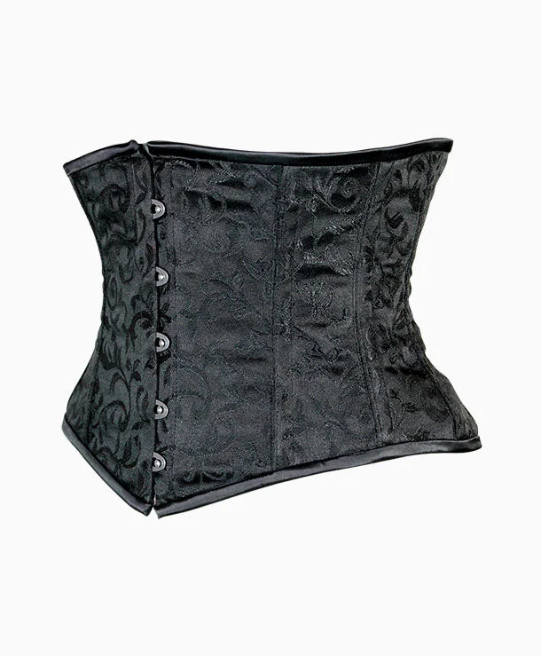 Alluring Underbust Corset in Black Brocade