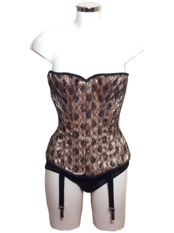 Longline Satin Corset with Lace Overlay