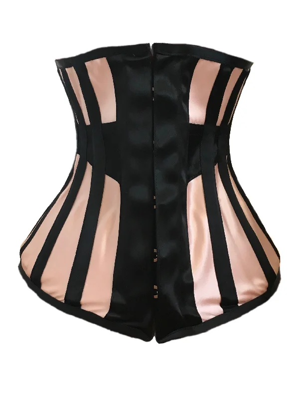 Longline Underbust Corset in Black / Peach Contrast