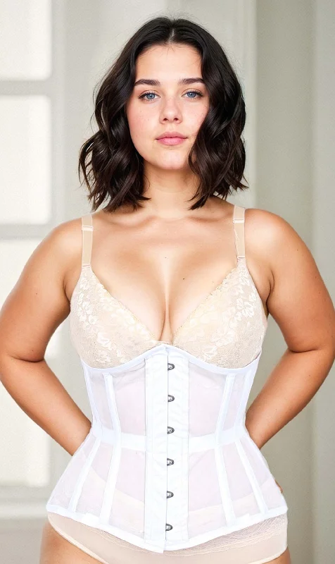 Underbust White Mesh Longline Corset