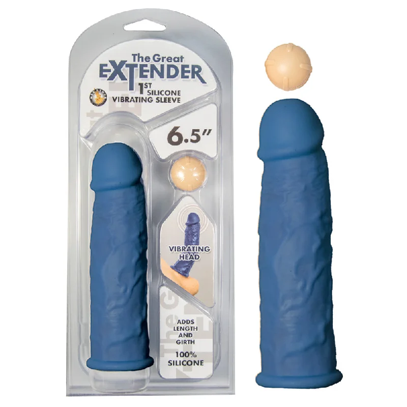 The Great Extender 1st Silicone Vibrating Sleeve 6.5 Blue