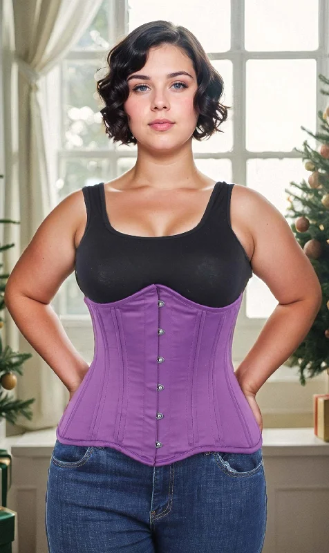 Underbust Plus Size Purple Taffeta Long Corset