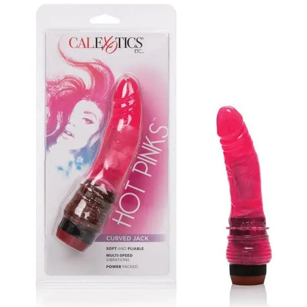 CalExotics Hot Pinks Curved Jelly Vibrating 6.5" Dildo