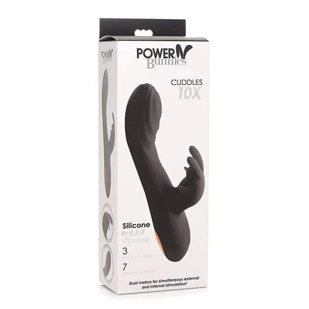 Curve Novelties Power Bunnies Cuddles 10x Silicone Rabbit Vibrator - Black