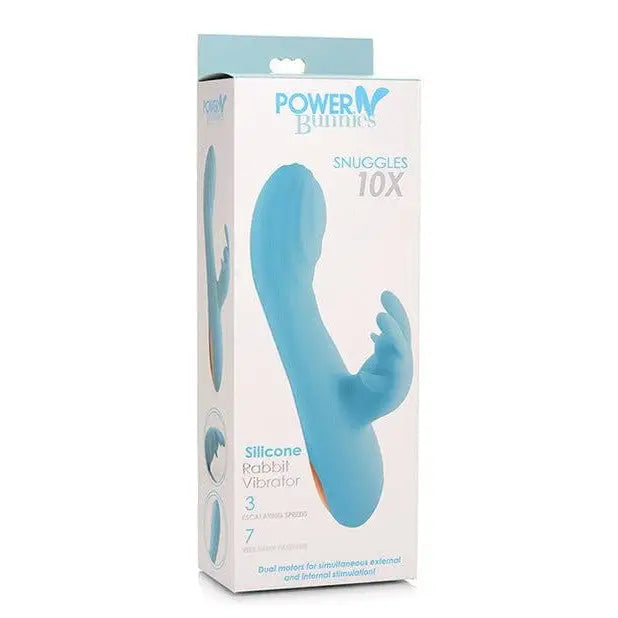 Curve Novelties Power Bunnies Snuggles 10x Silicone Rabbit Vibrator - Blue