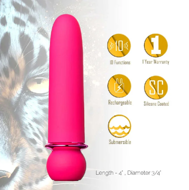 Jaguar Powerful Bullet Vibrator - Pink | Rechargeable, 10 Vibration Levels, Waterproof