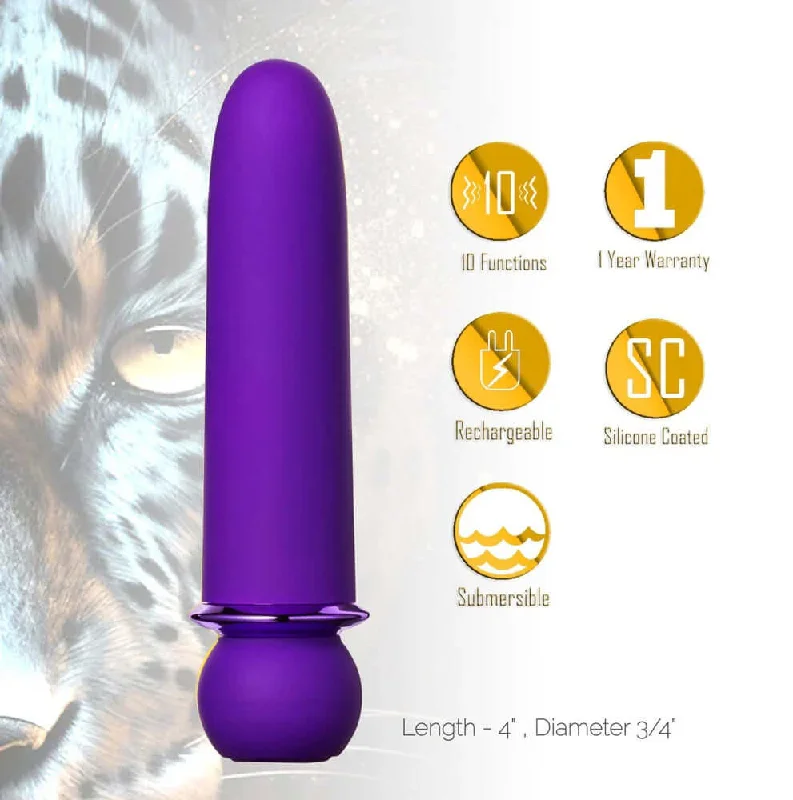 Jaguar Powerful Bullet Vibrator - Purple | Rechargeable, 10 Vibration Levels, Waterproof