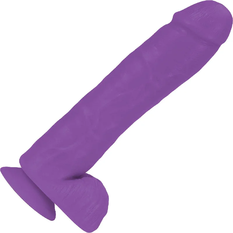 Neo Elite 11.5 Inch Dual Density Realistic Silicone Dildo With Balls by Blush - Neon Purple