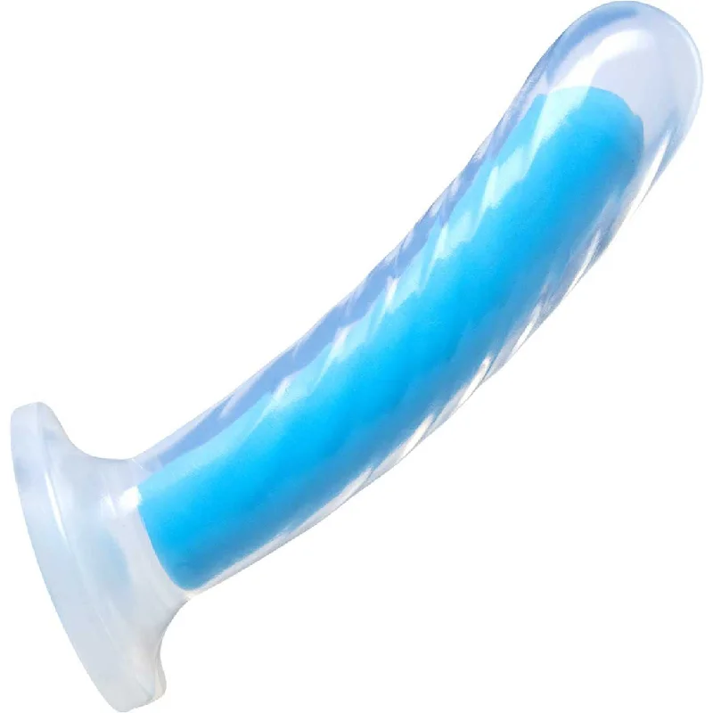 Neo Elite Tao Glow In The Dark 7" Dual Density Suction Cup Silicone Dildo by Blush - Neon Blue