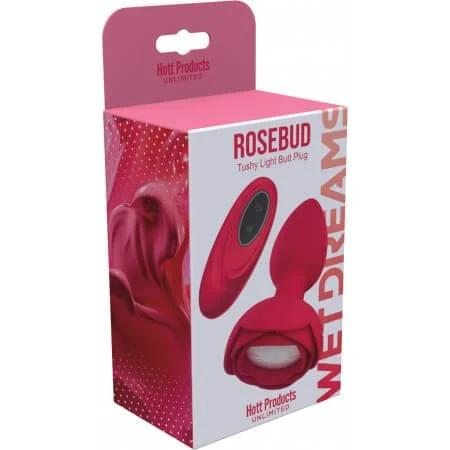 Rose Bud Tushy Light-Up Silicone Butt Plug with Remote Control