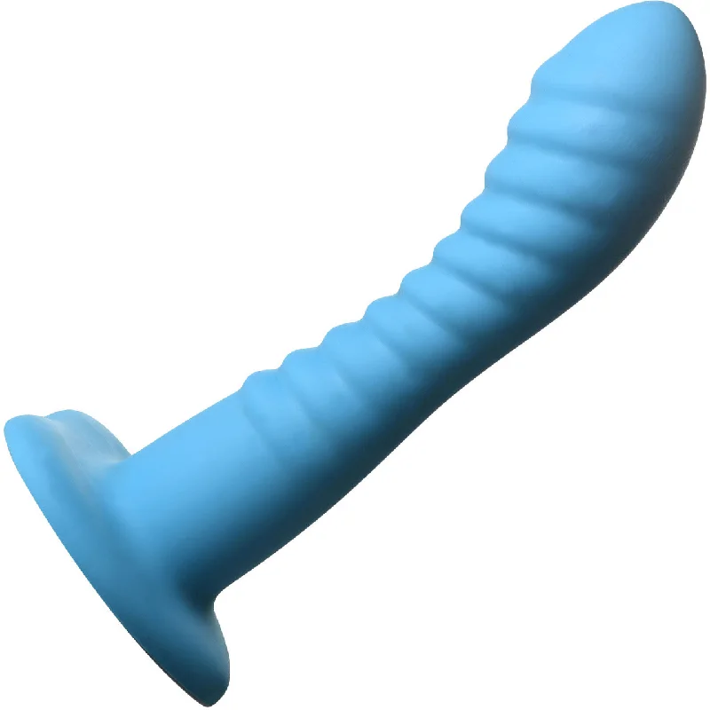 Simply Sweet Ribbed 7" Silicone G-Spot Suction Cup Dildo - Blue