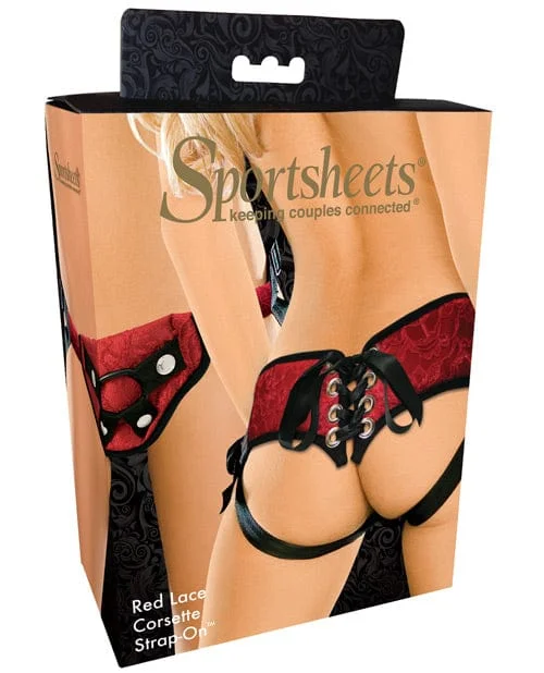 Sportsheets Lace Strap On Corseted - Red