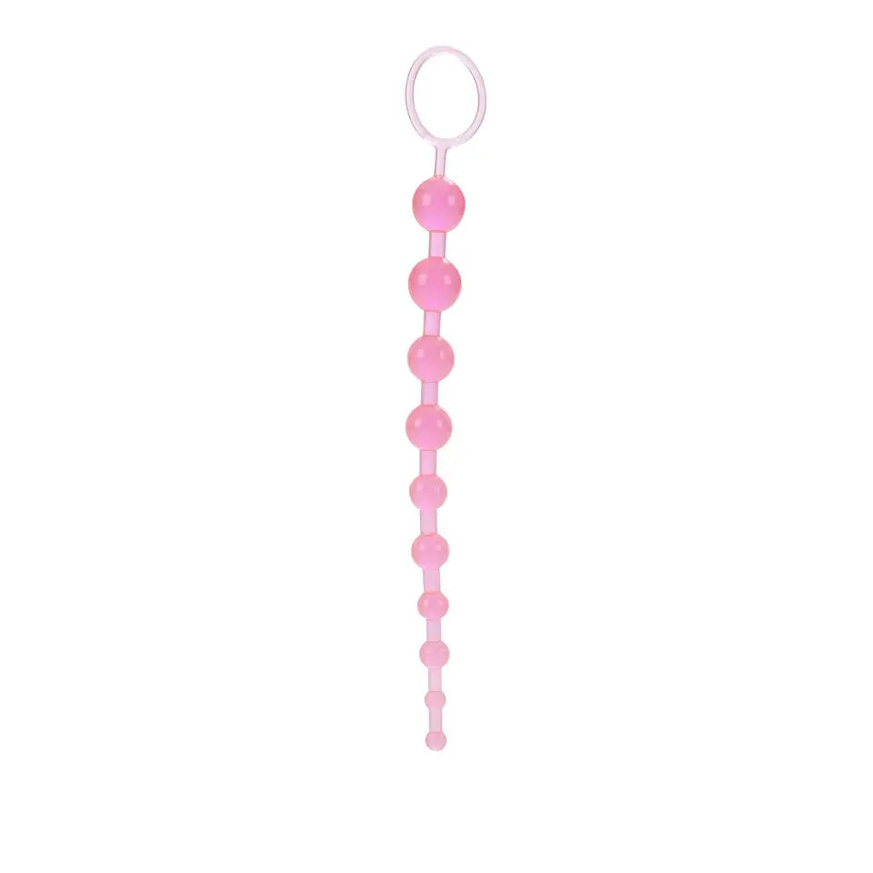 13-inch Colt Pink Bendable Jelly Anal Beads with Finger Loop