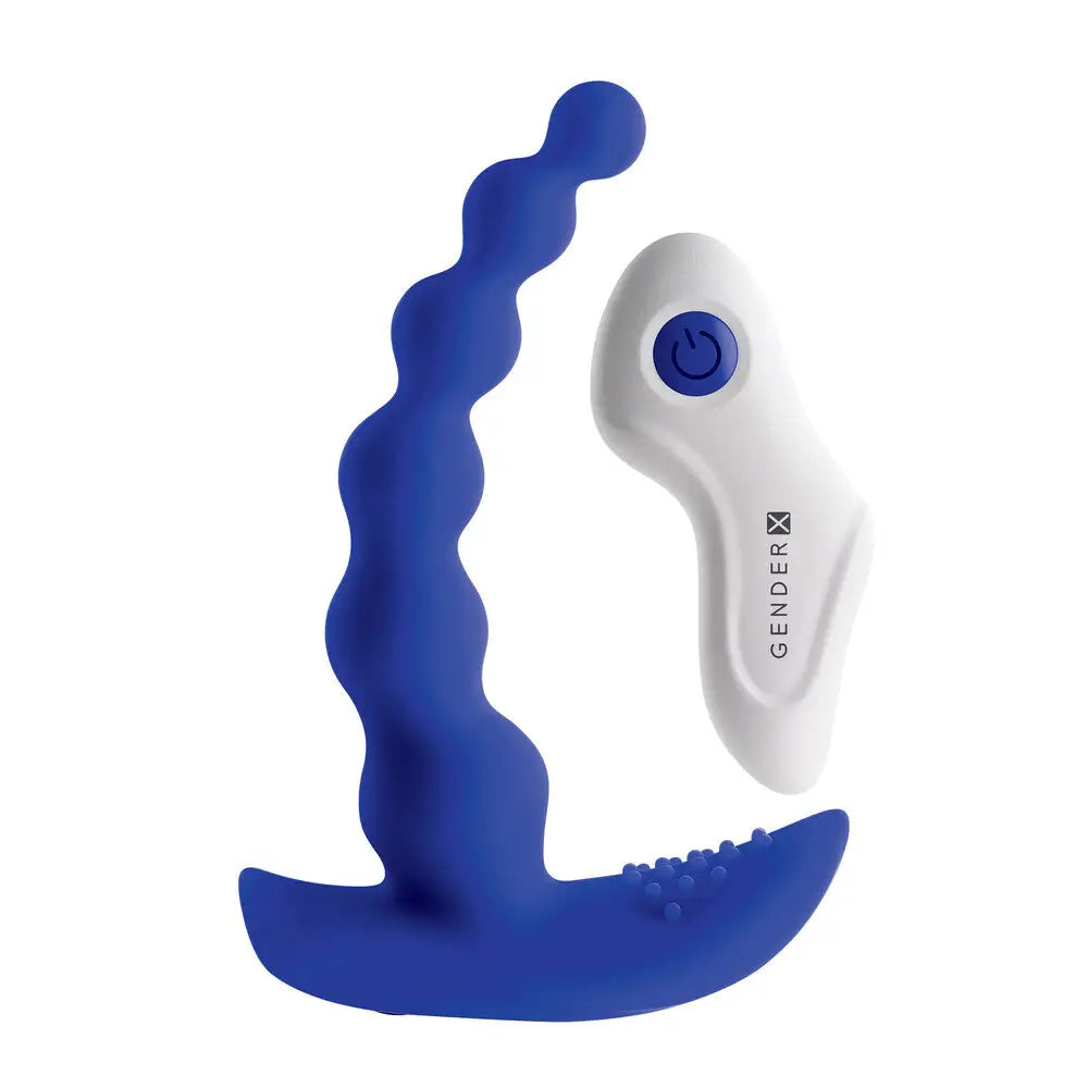 4.5-inch Evolved Silicone Blue Rechargeable Anal Beads with Remote