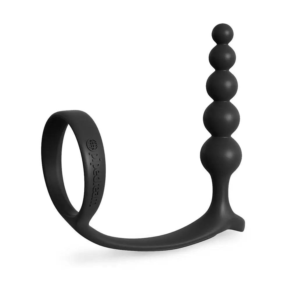 4.5-inch Pipedream Silicone Black Anal Beads with Cock Ring