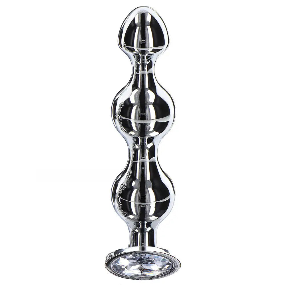 5.25-inch Toy Joy Stainless Steel Metal Large Diamond Anal Beads