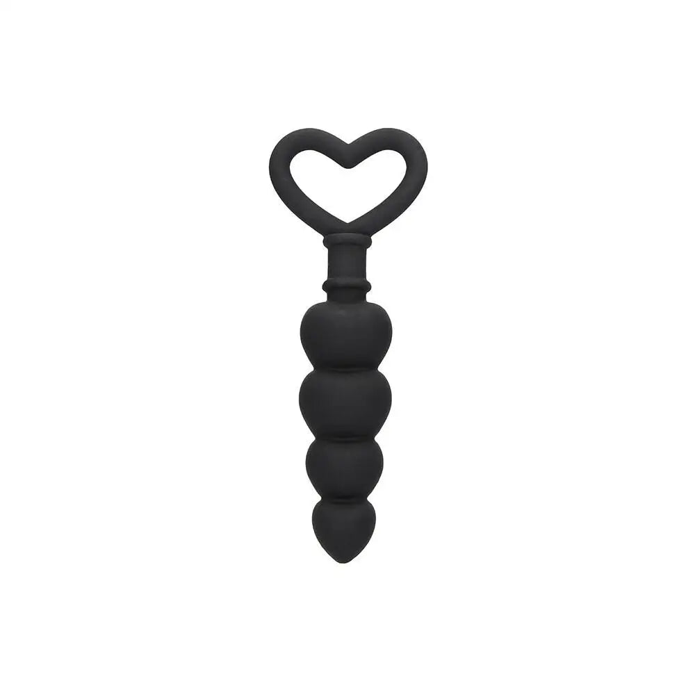 6-inch Shots Silicone Black Anal Beads with Finger Loop