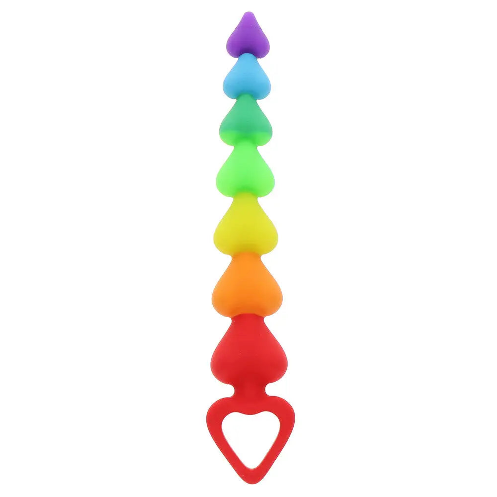 8.5-inch Toyjoy Silicone Rainbow Heart Anal Beads