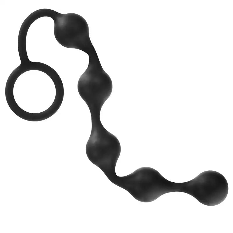 8-inch Comfy Black Silicone Anal Beads with Retrieval Ring