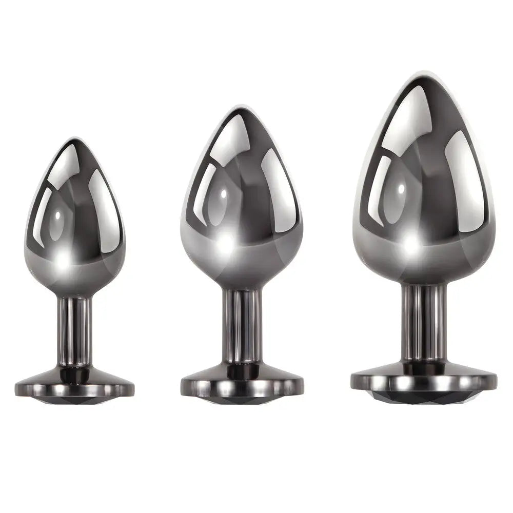 Evolved Stainless Steel Black Gem Anal Plug Set