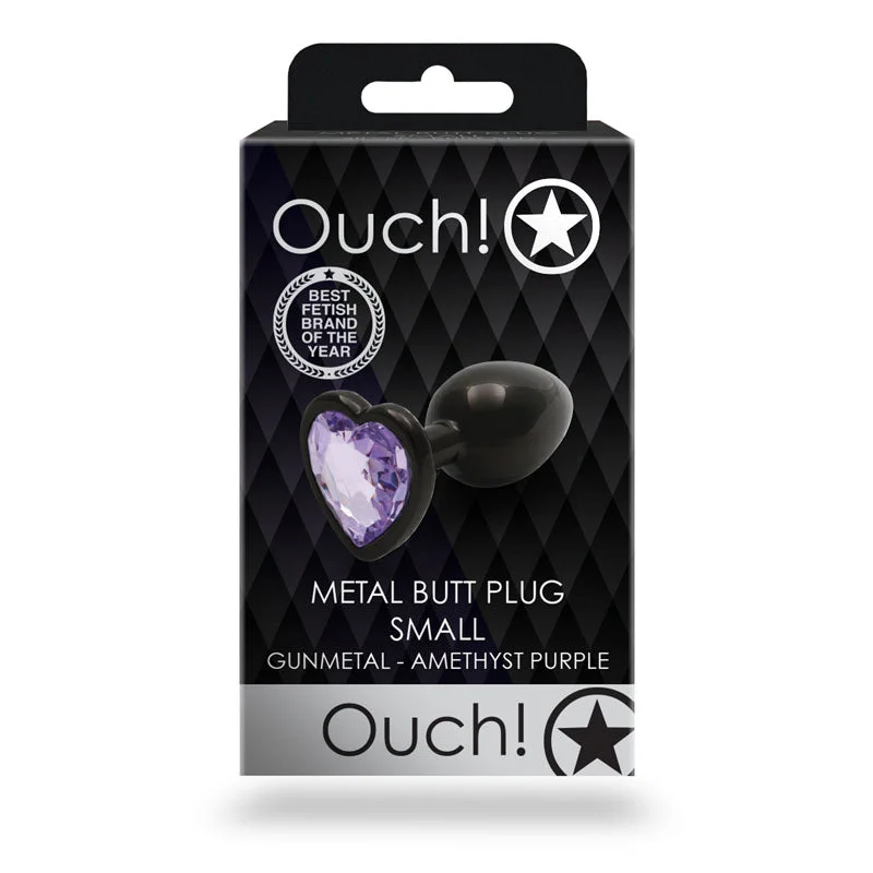 OUCH! Heart Gem Gunmetal Butt Plug - Small