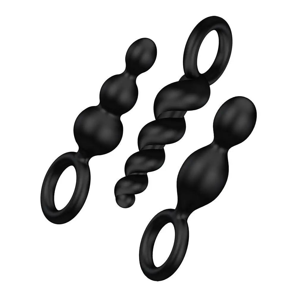 Satisfyer Pro Silicone Black Set of 3 Butt Plugs with Finger Loop