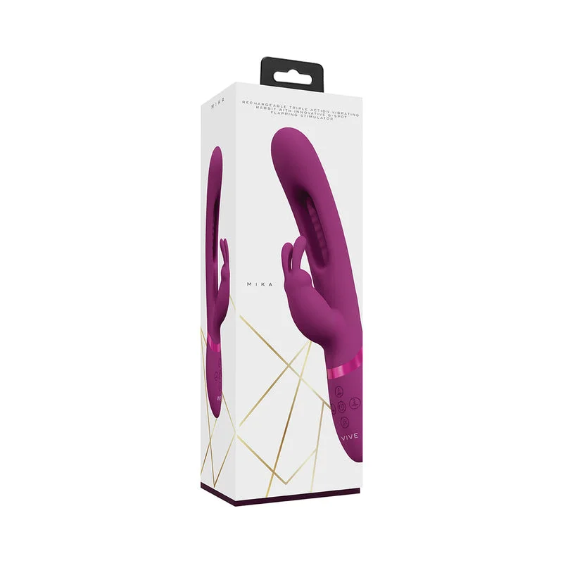 VIVE Mika Rechargeable Triple Motor Vibrating Rabbit With Innovative G-Spot Flapping Stimulator Pink