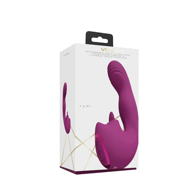 VIVE Yumi Rechargeable Triple Motor G-Spot Finger Motion Vibrator and Flickering Tongue Stimulator Pink