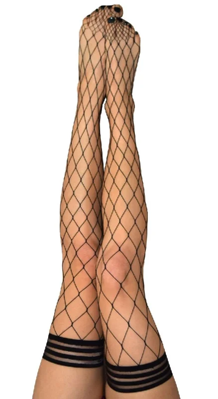 Michelle - Fishnet Thigh High - Size - Black